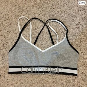 Calvin Klein Heather Gray & Black Logo Bralette